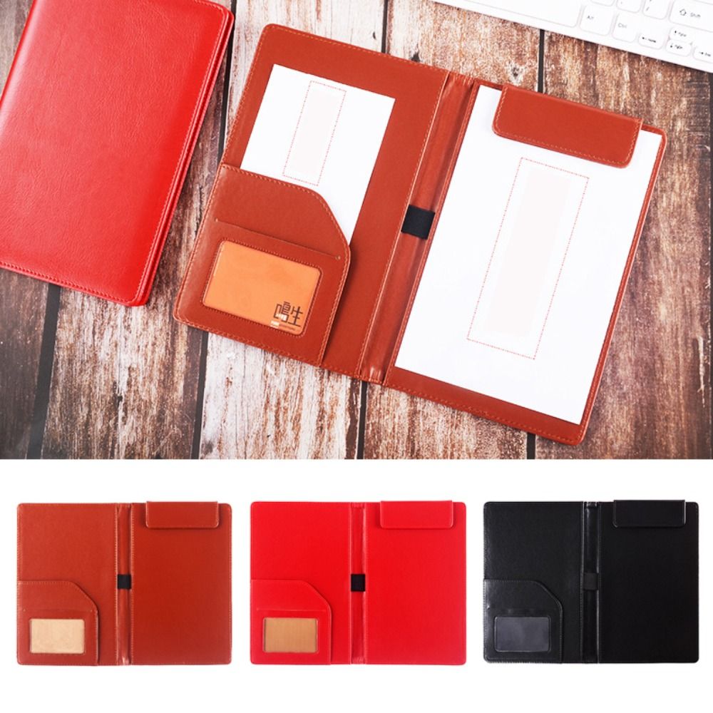 Leather Work Folder - PU Leather A5 File Folder Card