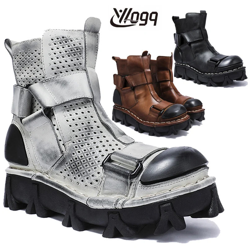 Men's Genuine Leather Motorcyc - Leather Work Western 评论和价格