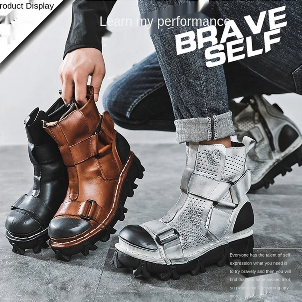Men's Genuine Leather Motorcyc - Leather Work Western 评论和价格