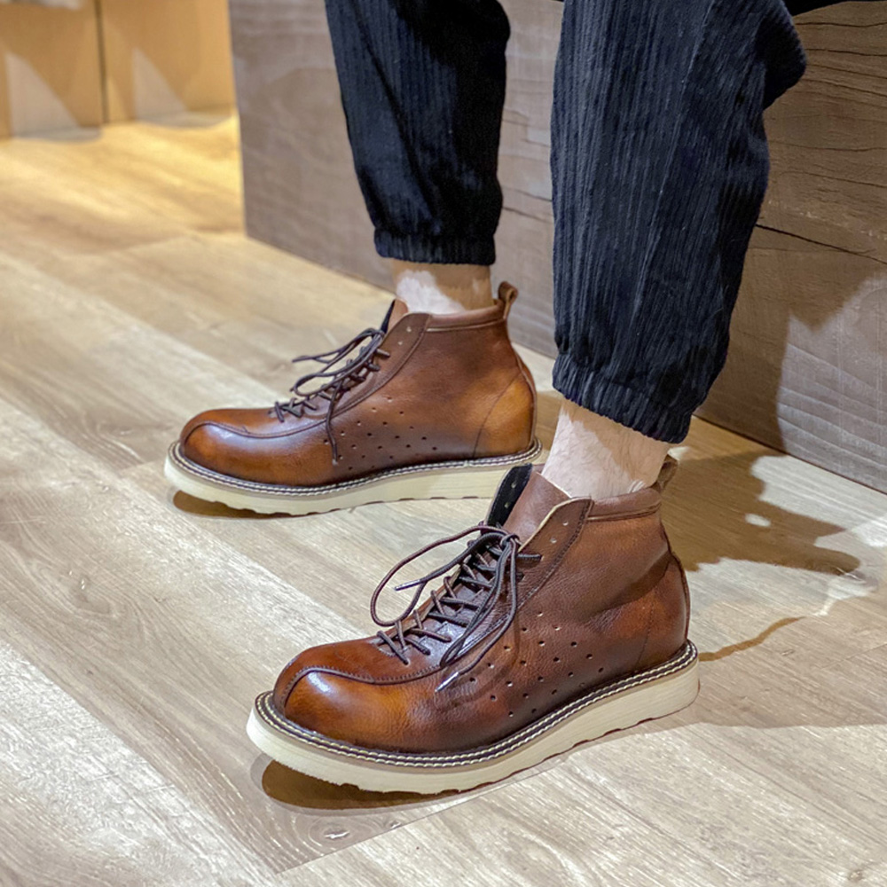 Men's Genuine Leather Hollow O - Leather Work Western 评论和价格