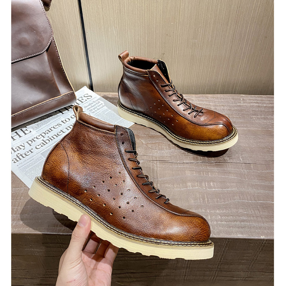 Men's Genuine Leather Hollow O - Leather Work Western 评论和价格