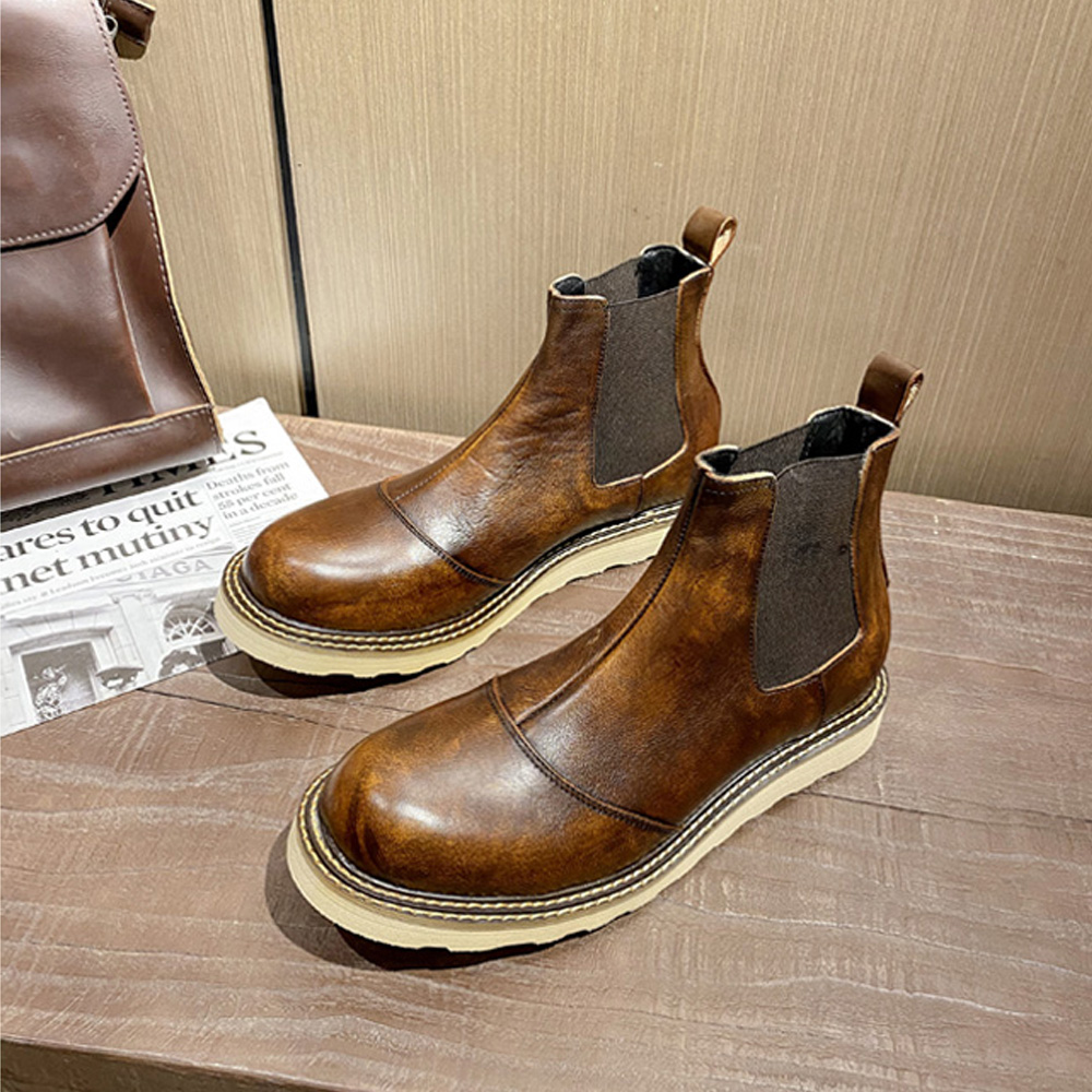 Retro Men's Genuine Leather Ch - Leather Work Western 评论和价格