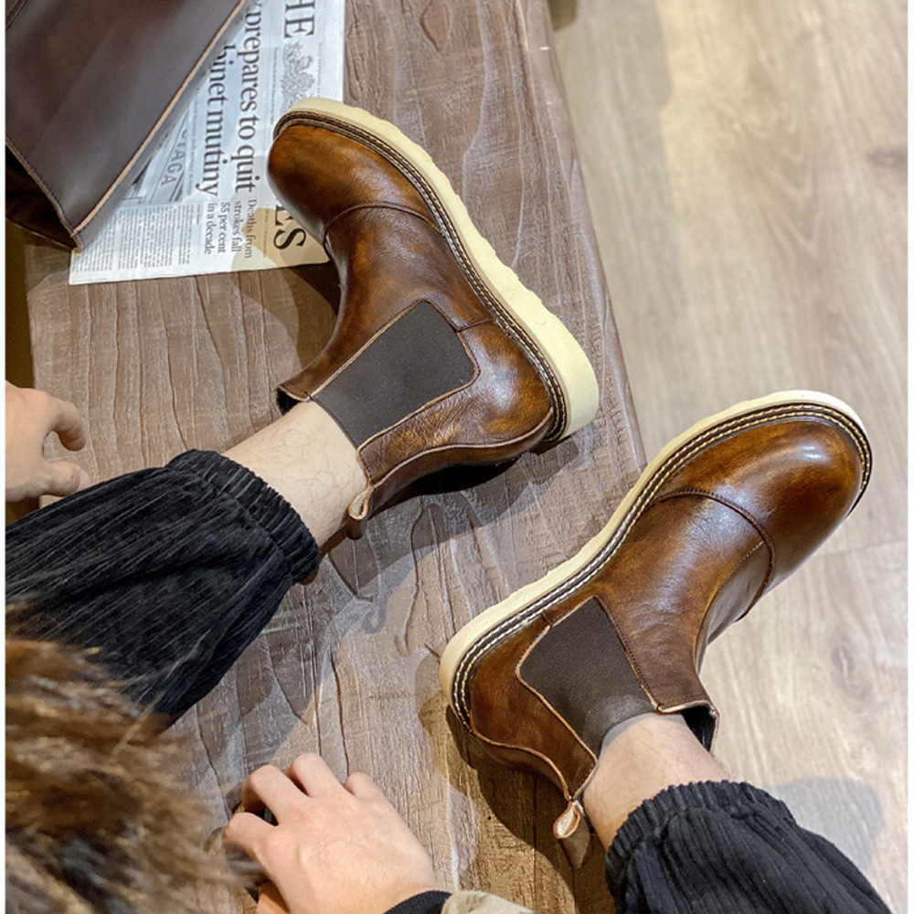 Retro Men's Genuine Leather Ch - Leather Work Western 评论和价格