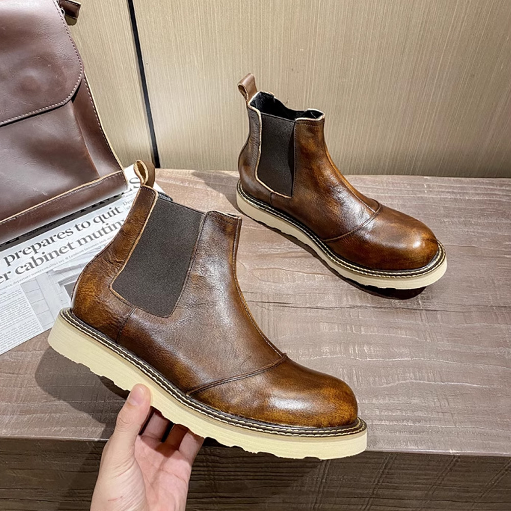 Retro Men's Genuine Leather Ch - Leather Work Western 评论和价格