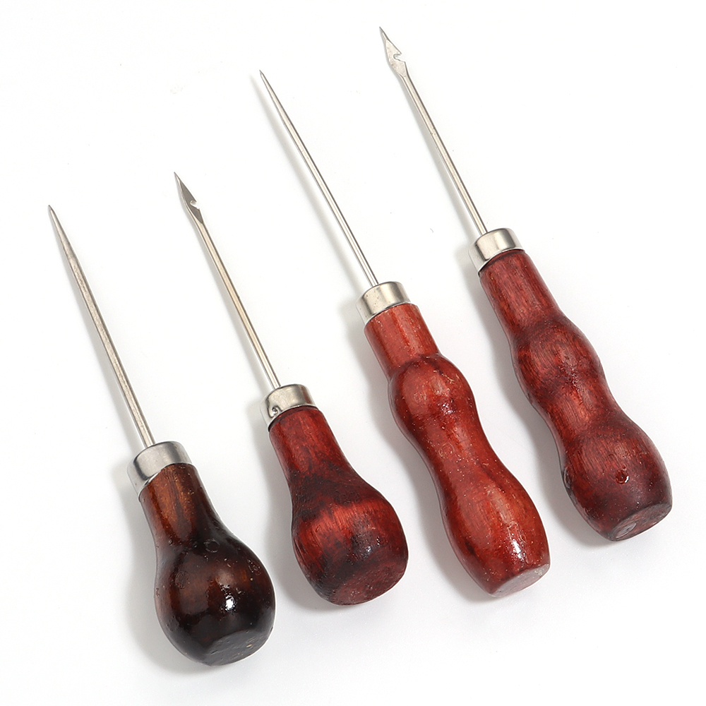 Wooden Handle Awls DIY Leather - Leatherwork Punching Tool 评论和价格