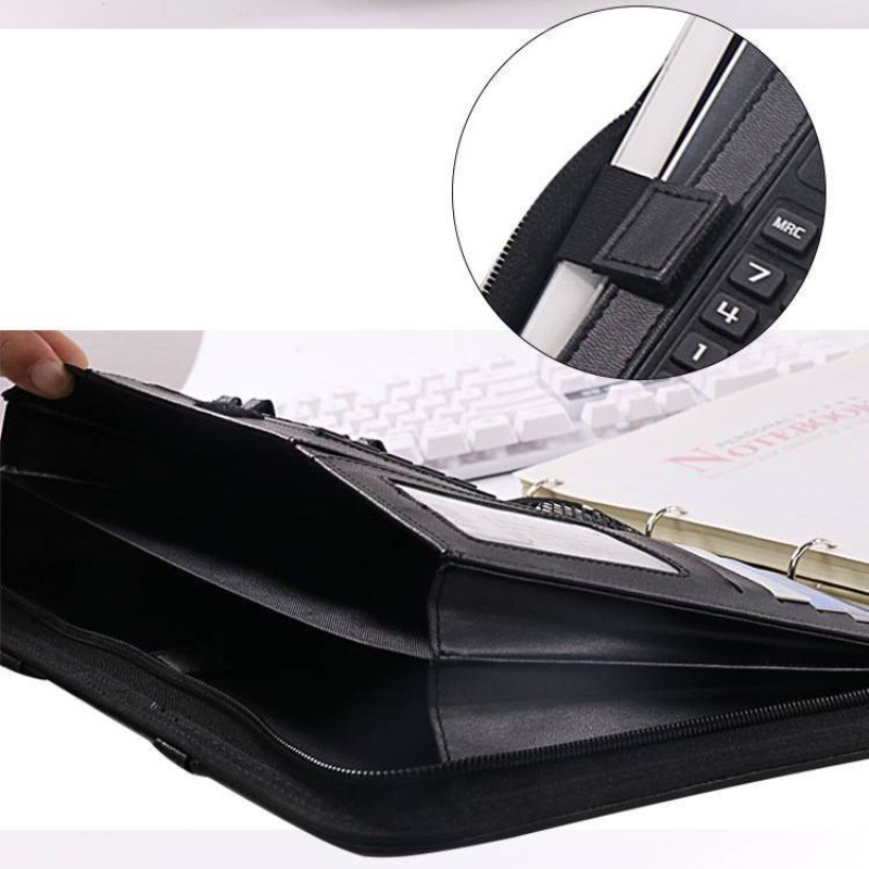 1Pc A4 PU Leather Zipper File  - Leather Work Folder 评论和价格