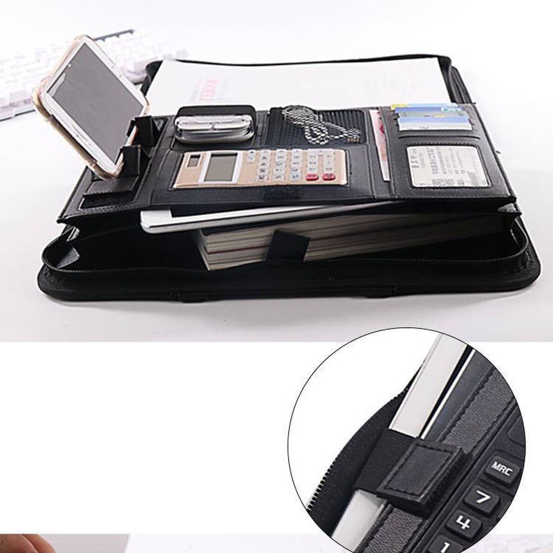 1Pc A4 PU Leather Zipper File  - Leather Work Folder 评论和价格