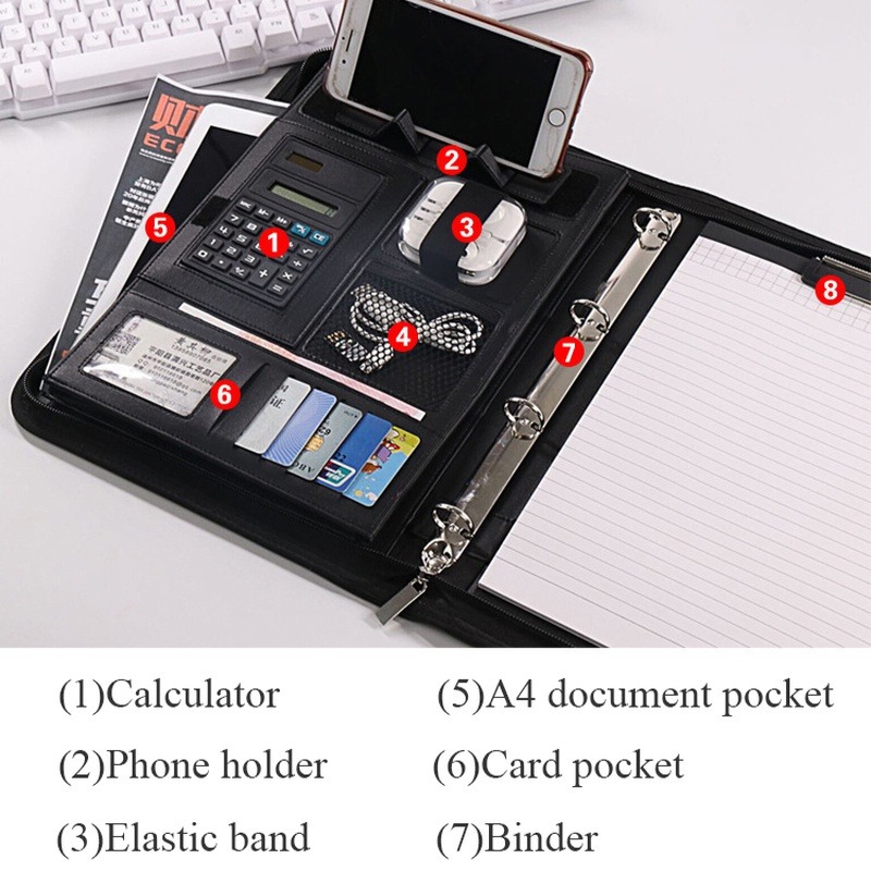 1Pc A4 PU Leather Zipper File  - Leather Work Folder 评论和价格