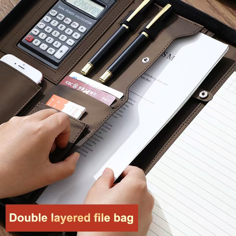PU Leather Portafolio A4 Docum - Leather Work Folder 评论和价格